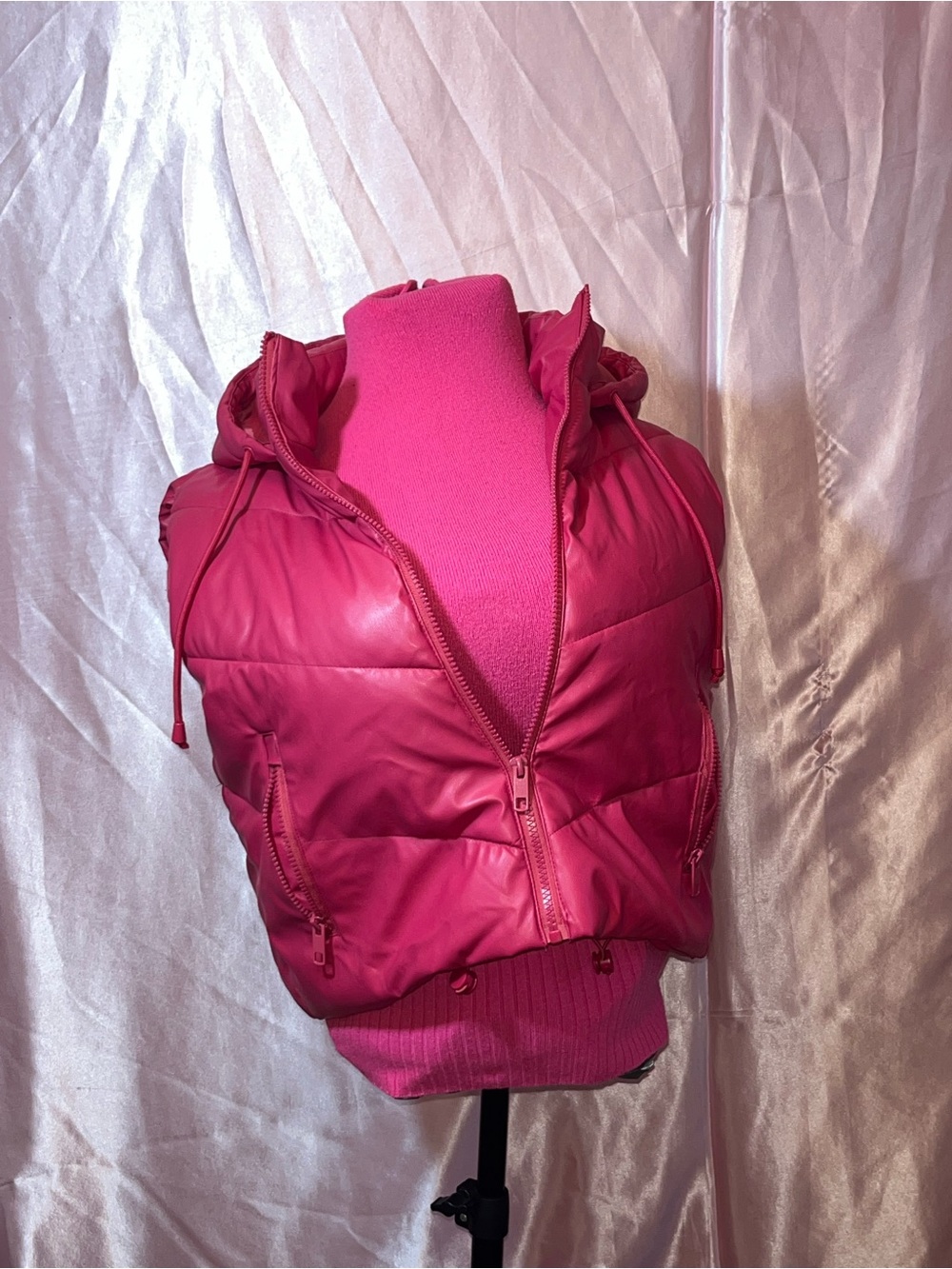 Love Tree Hot Pink Puffer Vest with Hood